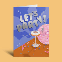 Load image into Gallery viewer, Luxury Silver Foiled Let&#39;s Party Christmas Card
