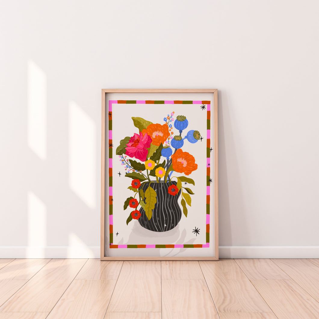 Floral Wildflower Vase Art Print
